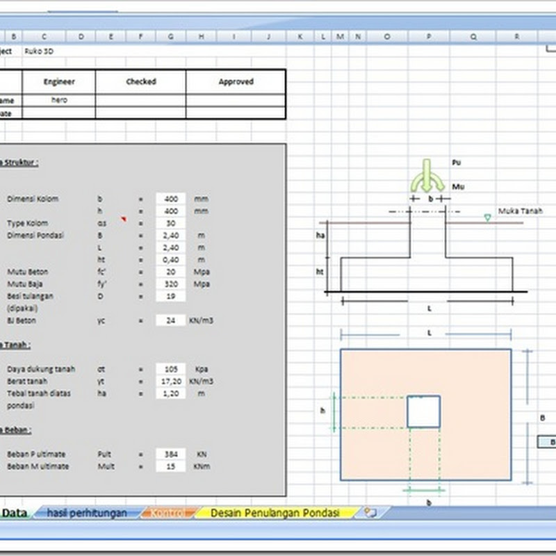 Cara Menghitung Pondasi Telapak Excel